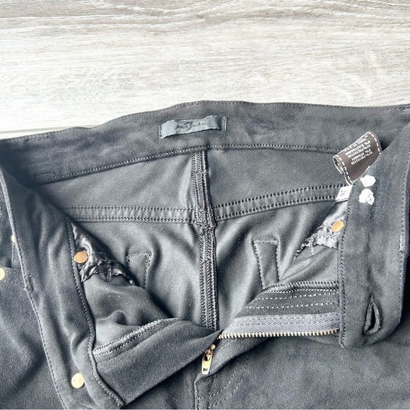 7 For All Mankind Gwenevere Faux Suede Ankle Jeans in Black - Picture 10 of 15
